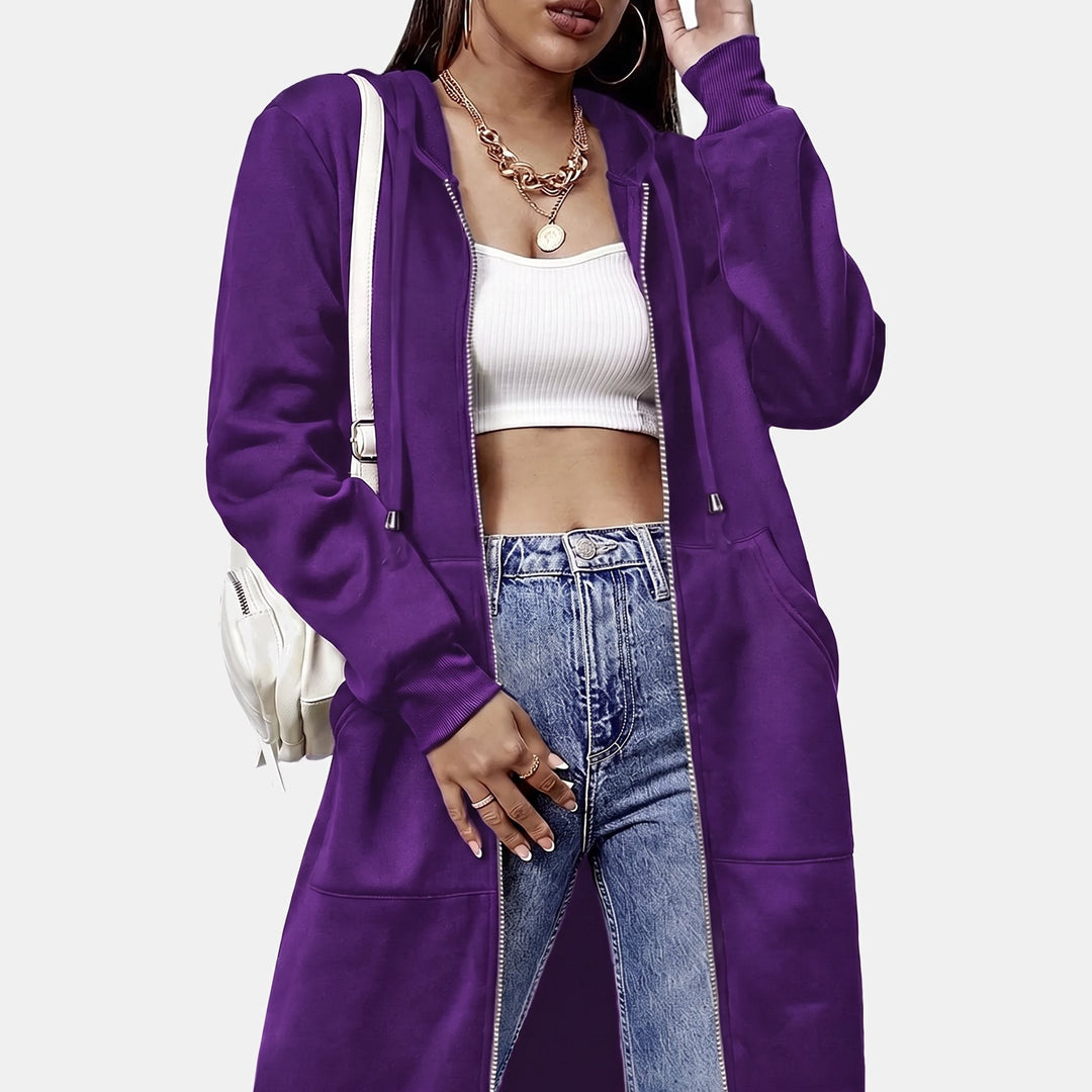 Oversized Fleece Zip Up Hoodie for Women in purple