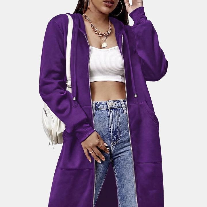 Oversized Fleece Zip Up Hoodie for Women in purple