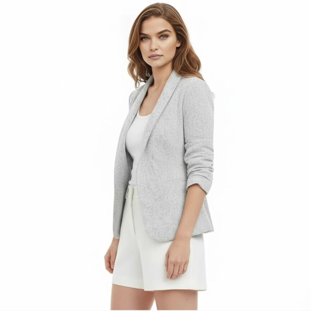 Open Front Knit Blazer with Shawl Collar