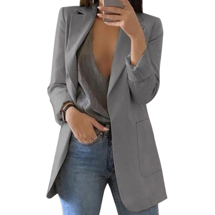 Oversized Blazer with Open Front and Deep Pockets in grey
