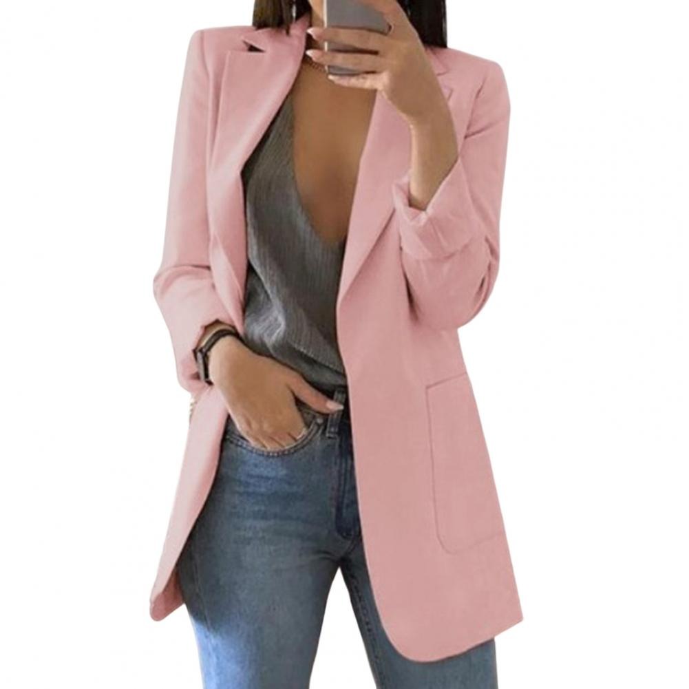 Oversized Blazer with Open Front and Deep Pockets in pink