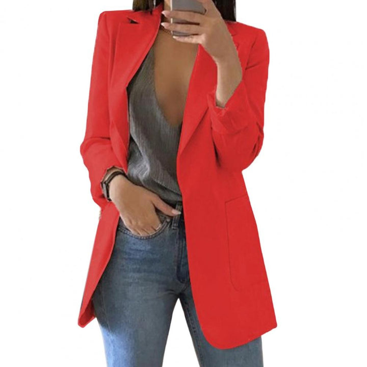 Oversized Blazer with Open Front and Deep Pockets in red