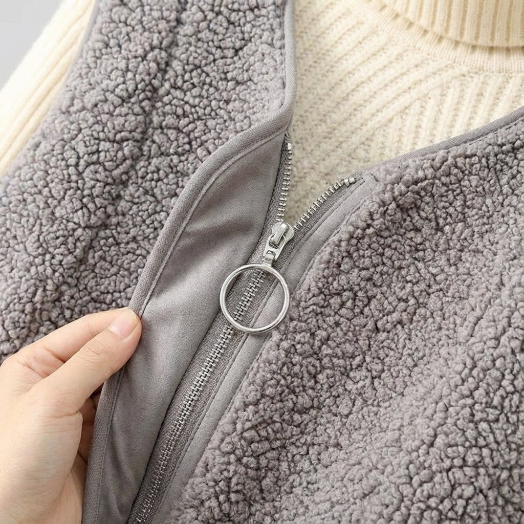 Fleece Vest with Zip Front and Side Pockets