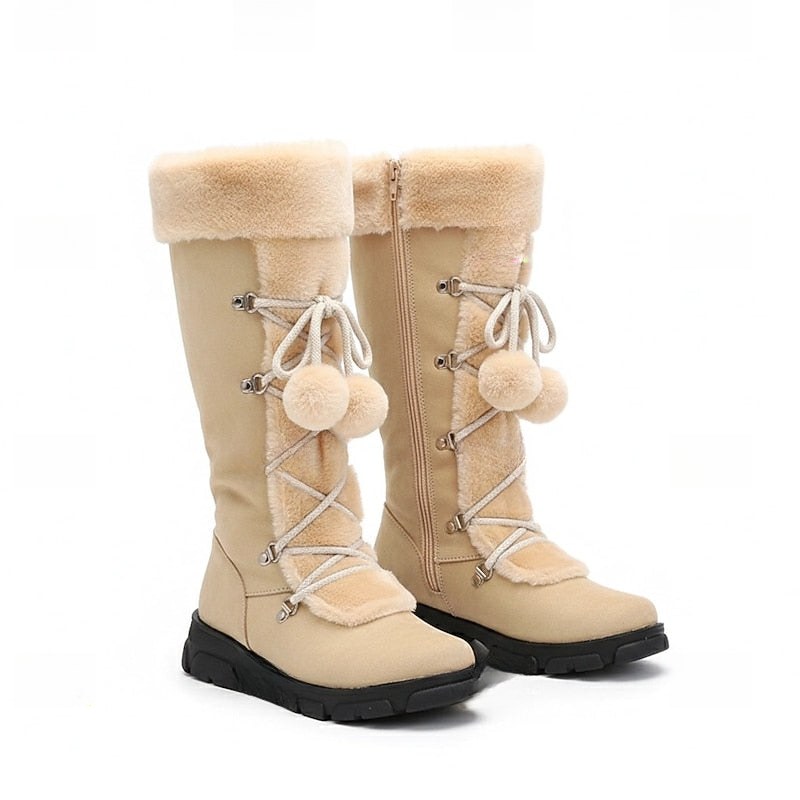 Solenne lace up winter snow boots with pom pom — image 3
