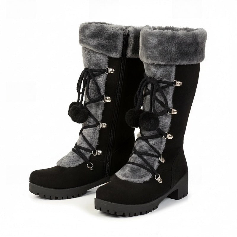 Solenne lace up winter snow boots with pom pom — image 5