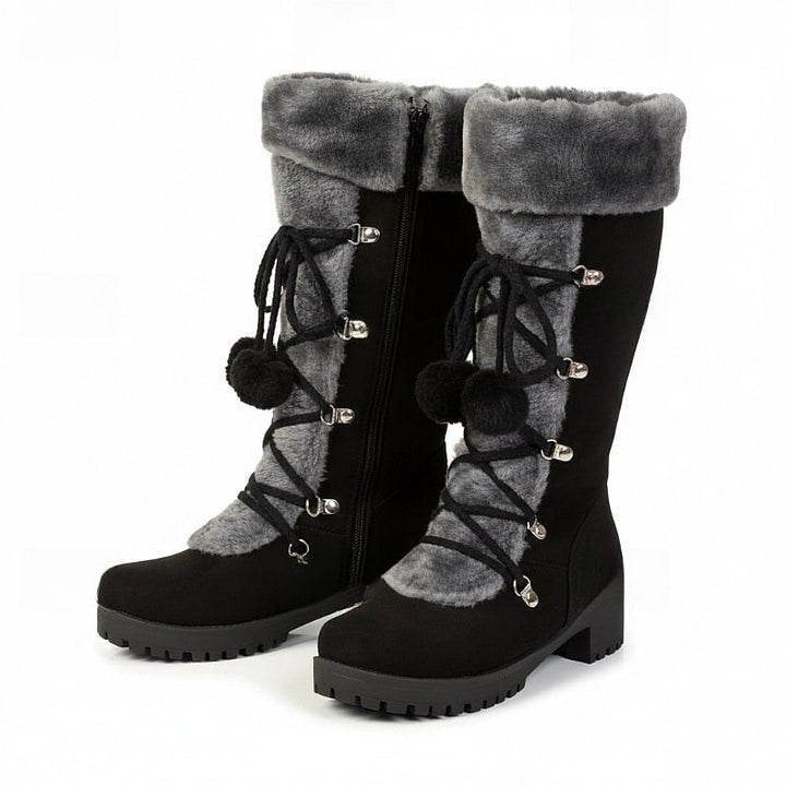 Solenne lace up winter snow boots with pom pom — image 5