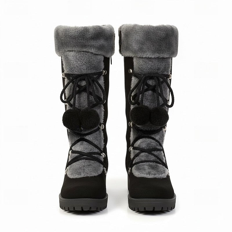 Solenne lace up winter snow boots with pom pom — image 6