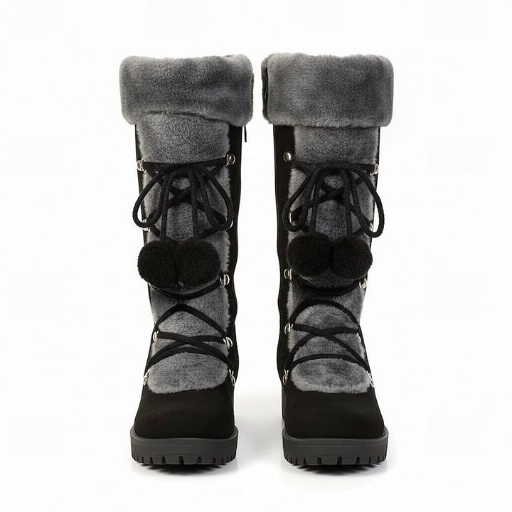 Solenne lace up winter snow boots with pom pom — image 6
