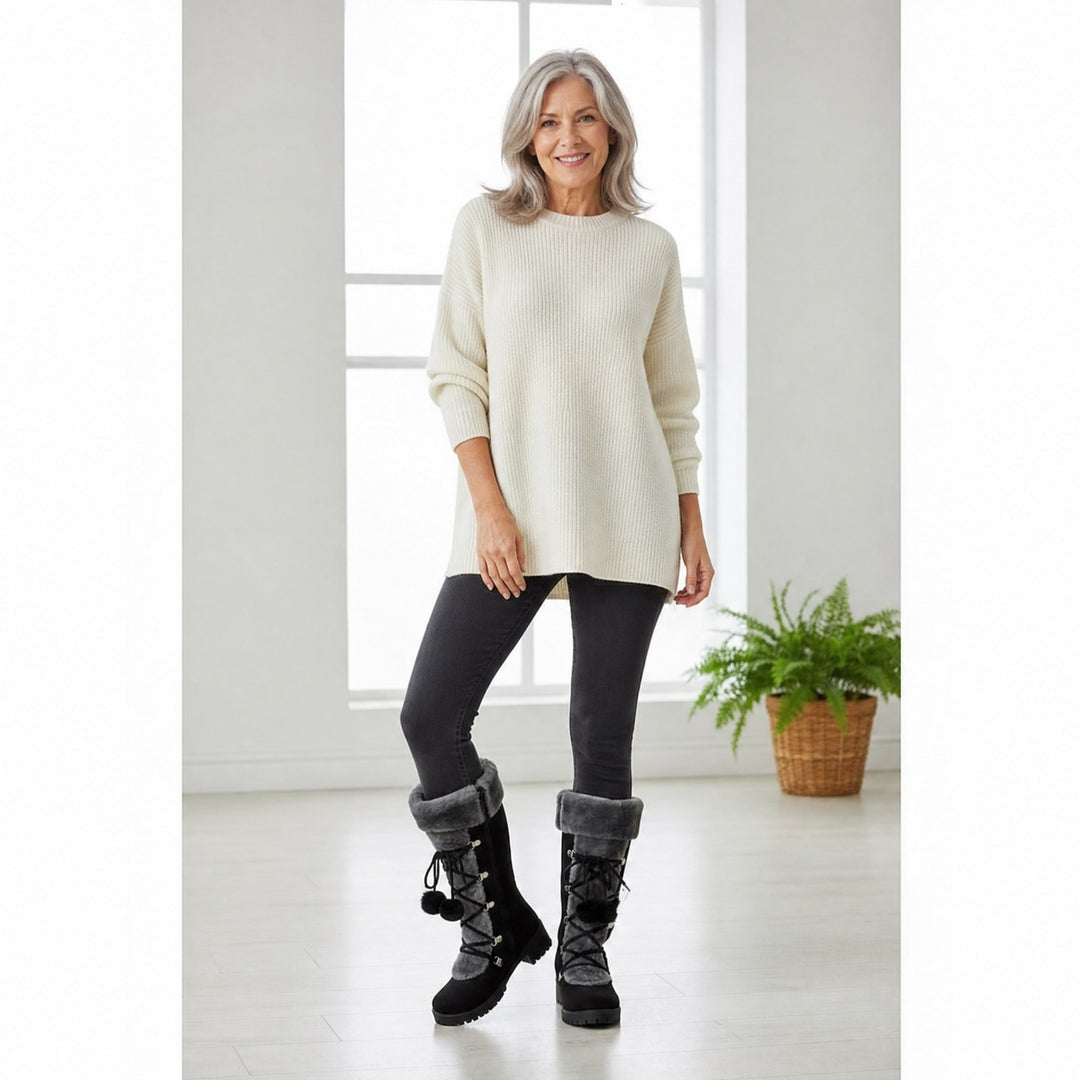 Solenne lace up winter snow boots with pom pom — image 8