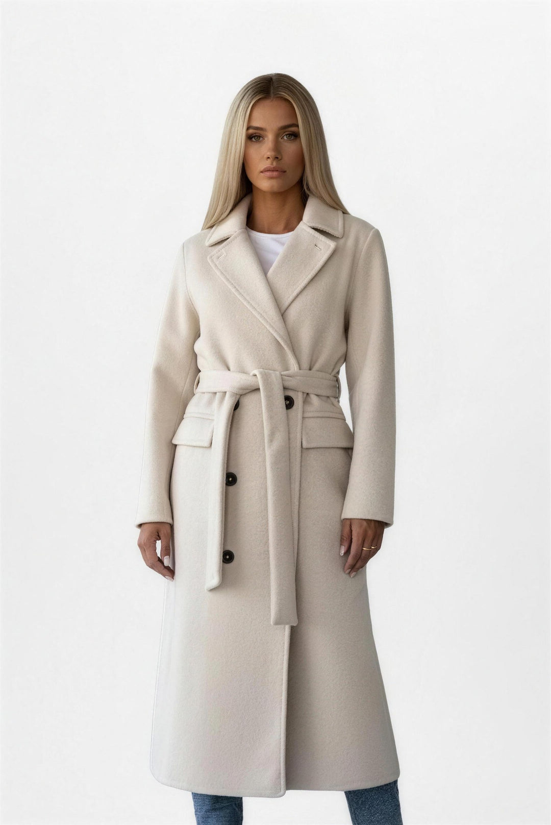 Sophia belted double breasted long coat — image 1