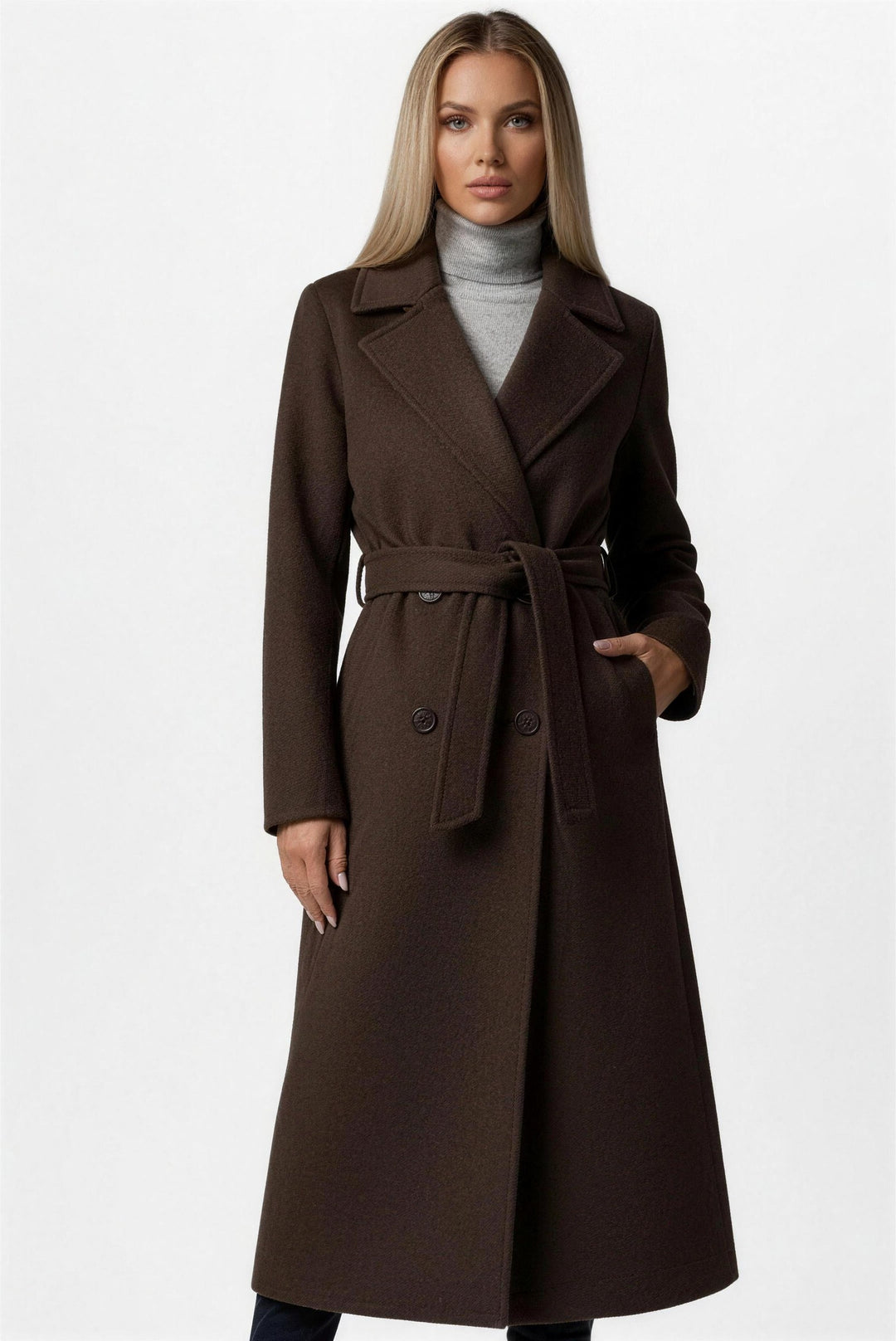 Sophia belted double breasted long coat — image 5