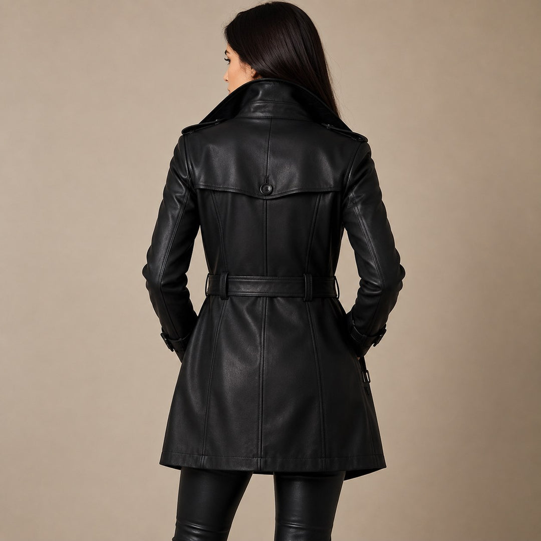 Sutton fur collar faux leather coat — image 3