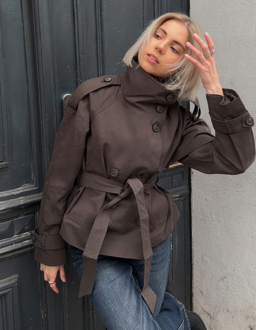 Suzanne — Chic Belted Cropped Trench Coat for Women, StyleTruly
