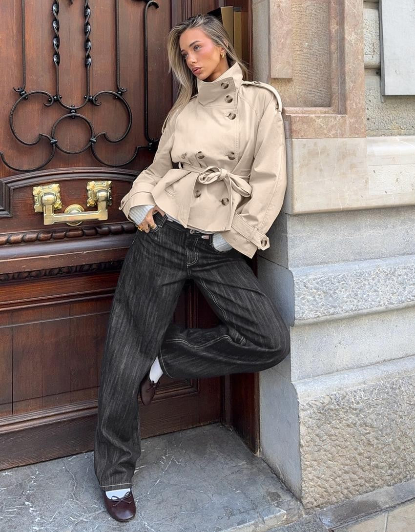 Suzanne — Chic Belted Cropped Trench Coat for Women (3), StyleTruly