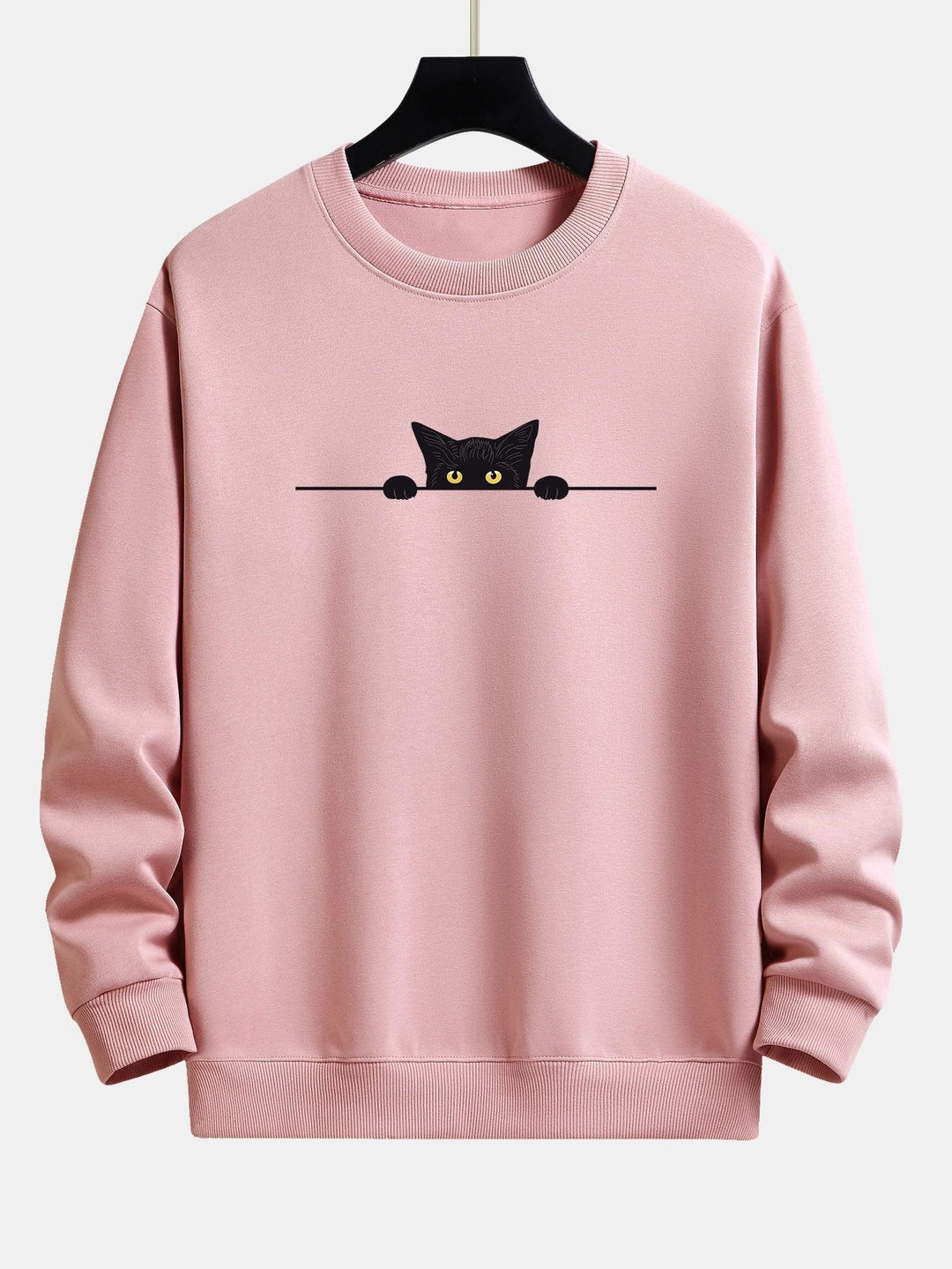 Cat Print Sweatshirt for Women in light pink