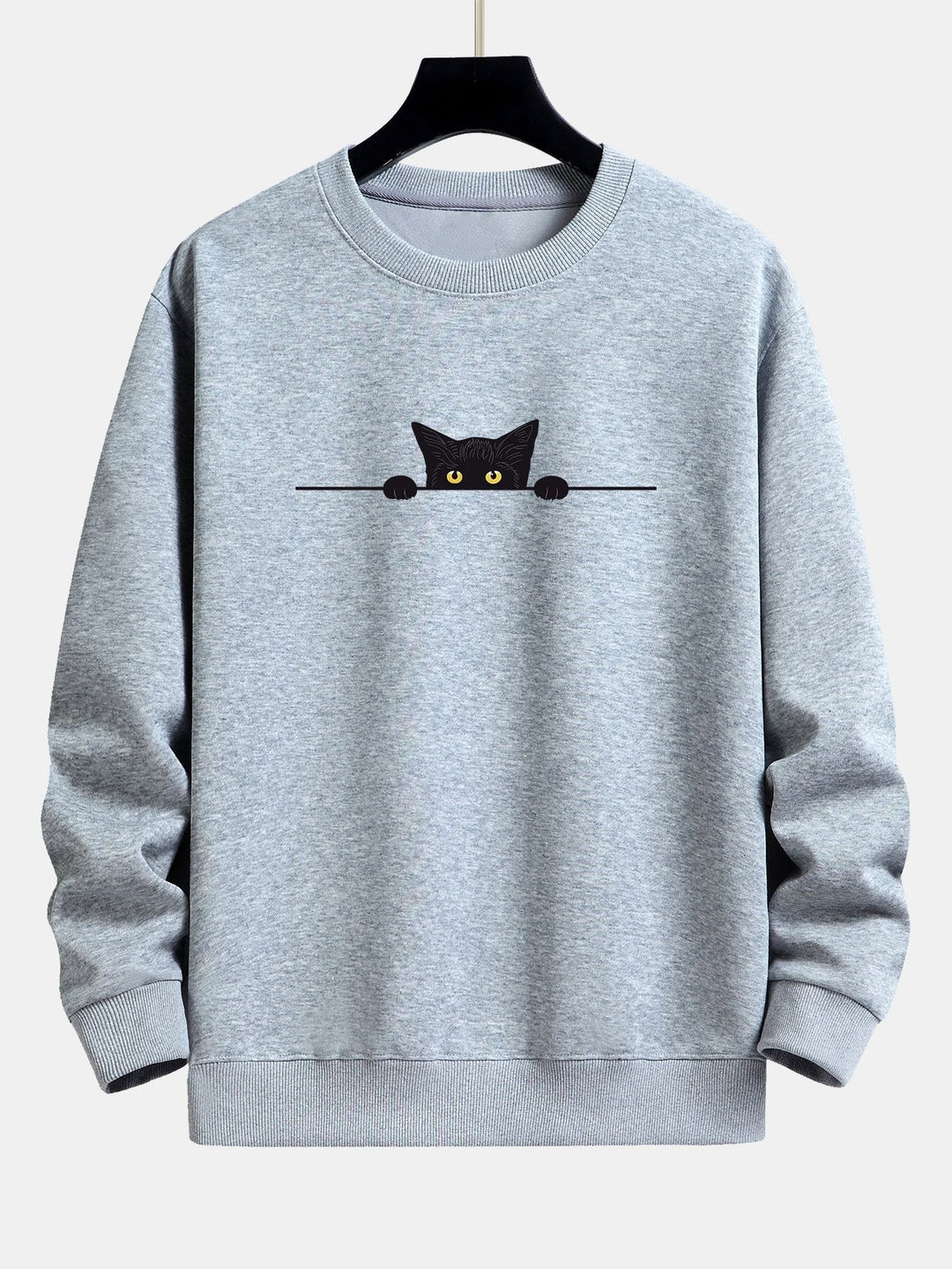 Cat Print Sweatshirt for Women in silver
