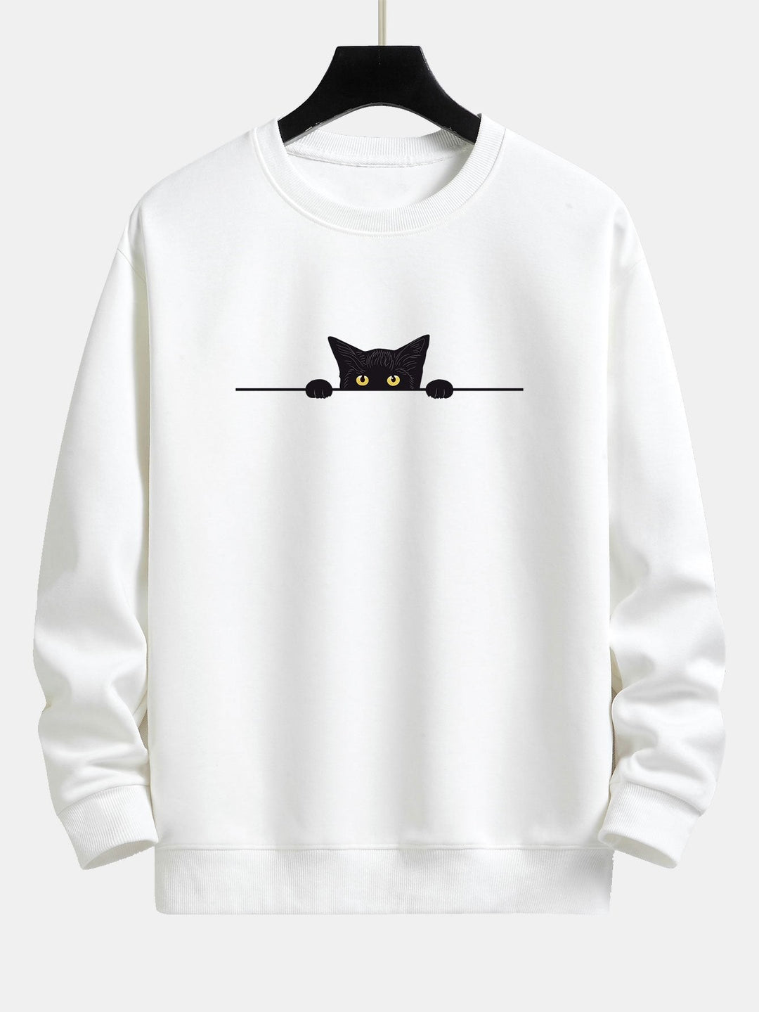 Cat Print Sweatshirt for Women in white