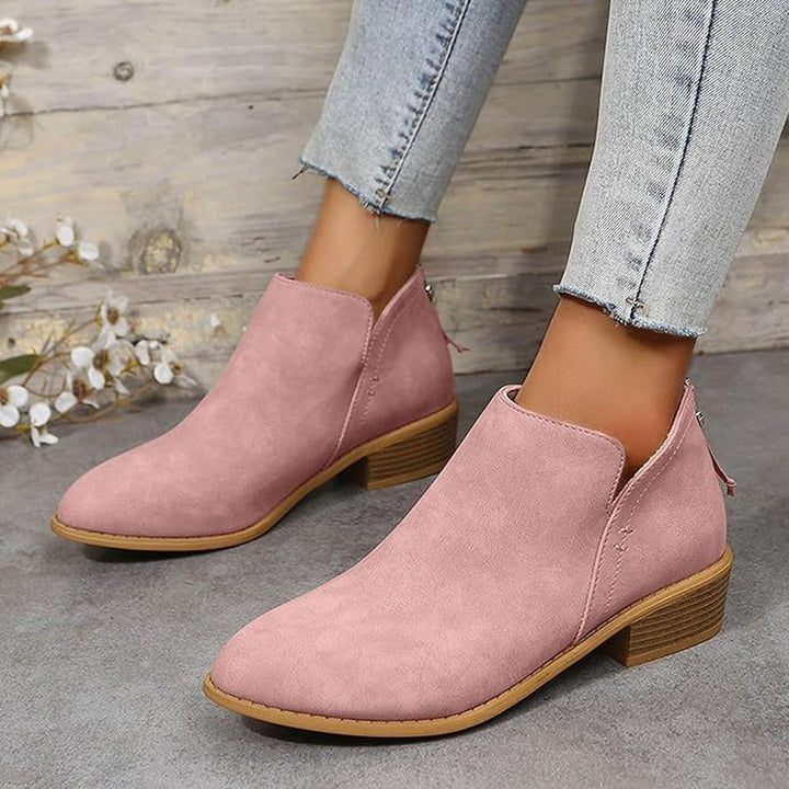 Cut Out Flat Ankle Boots for Women in pink