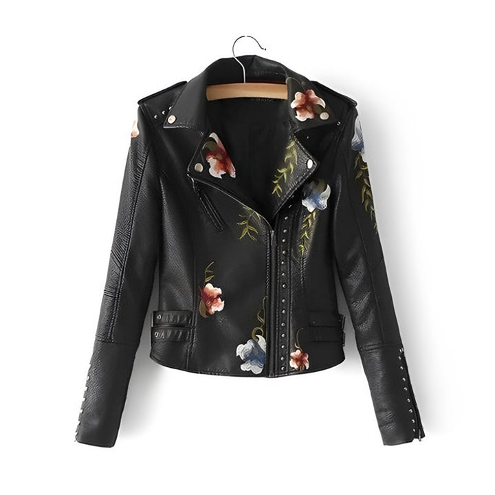 Tessa embroidered leather biker jacket — image 4