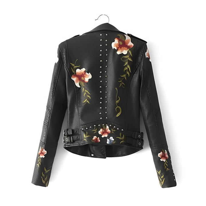 Tessa embroidered leather biker jacket — image 5