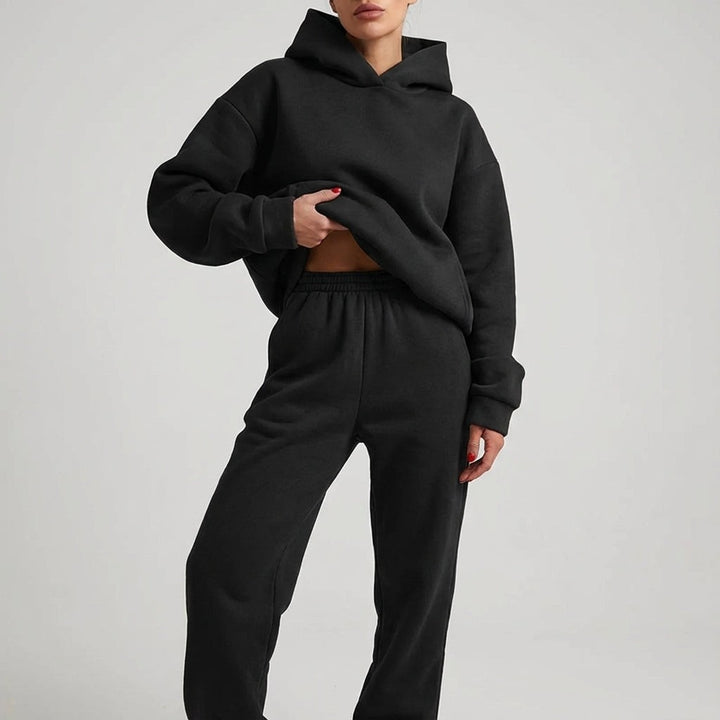 Oversized Hoodie and Jogger Set for Women in black