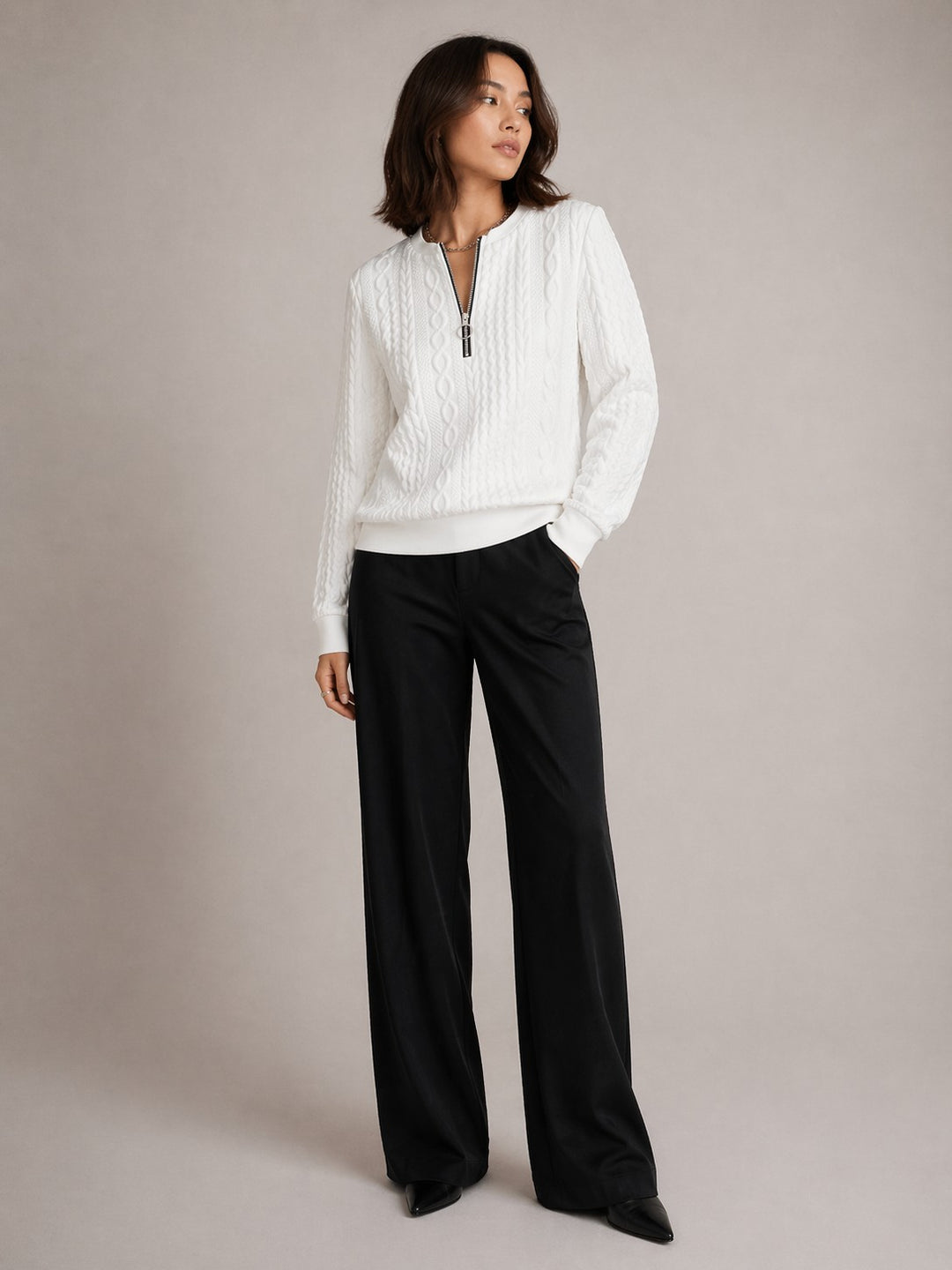 Quarter Zip Sweatshirt for Women in white