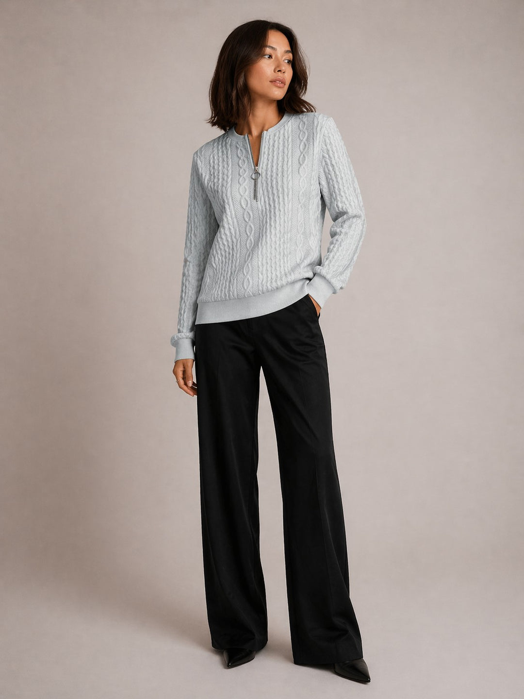 Quarter Zip Sweatshirt for Women in grey