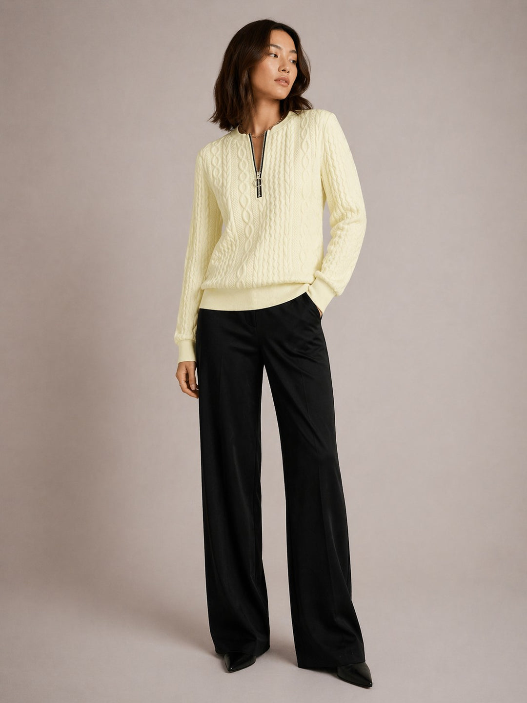 Quarter Zip Sweatshirt for Women in apricot