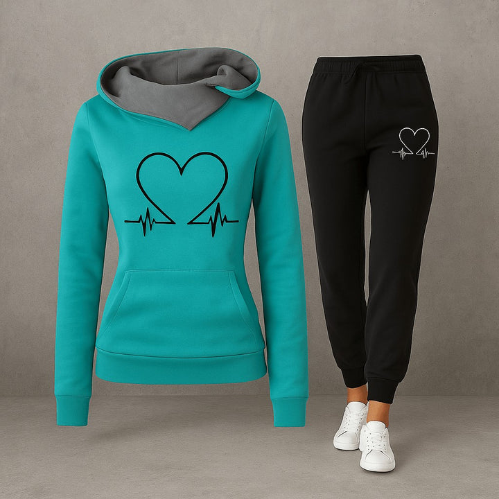Fleece Hoodie and Jogger Set for Women in green