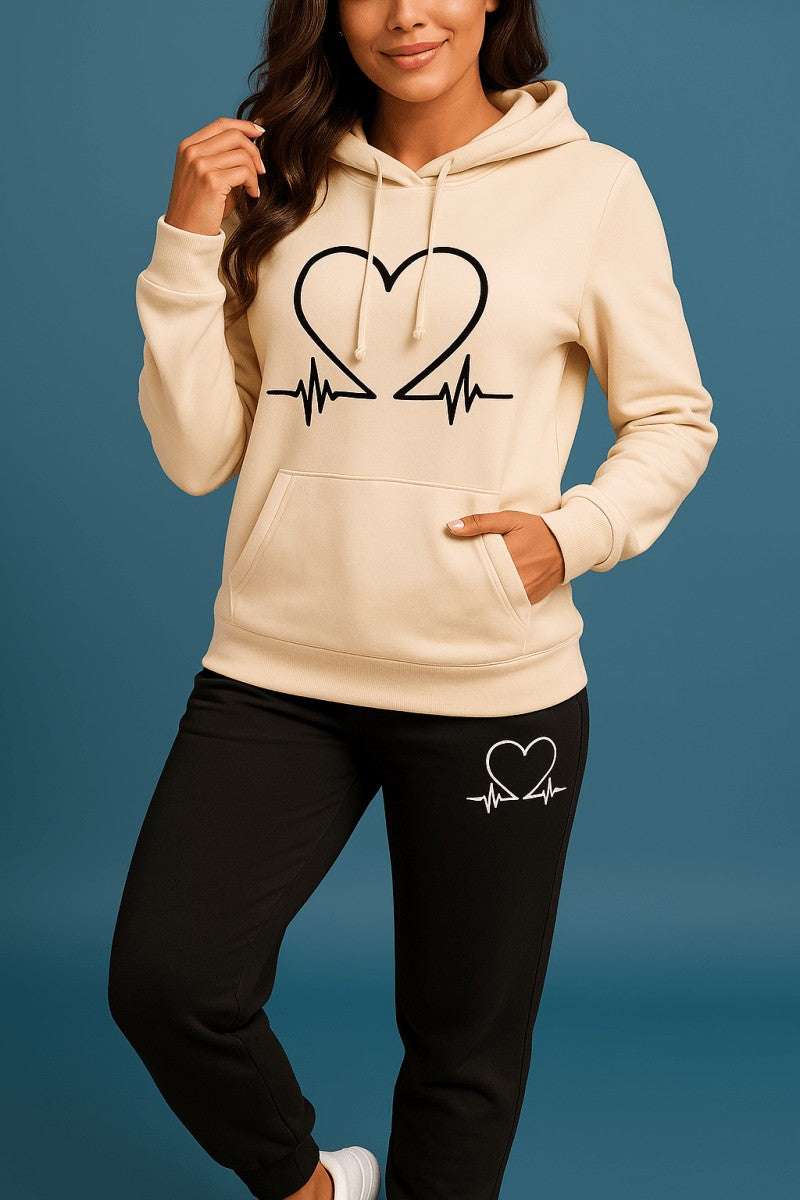 Fleece Hoodie and Jogger Set for Women in yellow