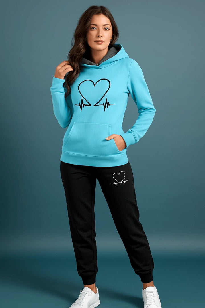 Fleece Hoodie and Jogger Set for Women in blue
