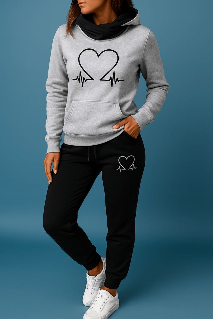 Fleece Hoodie and Jogger Set for Women in grey