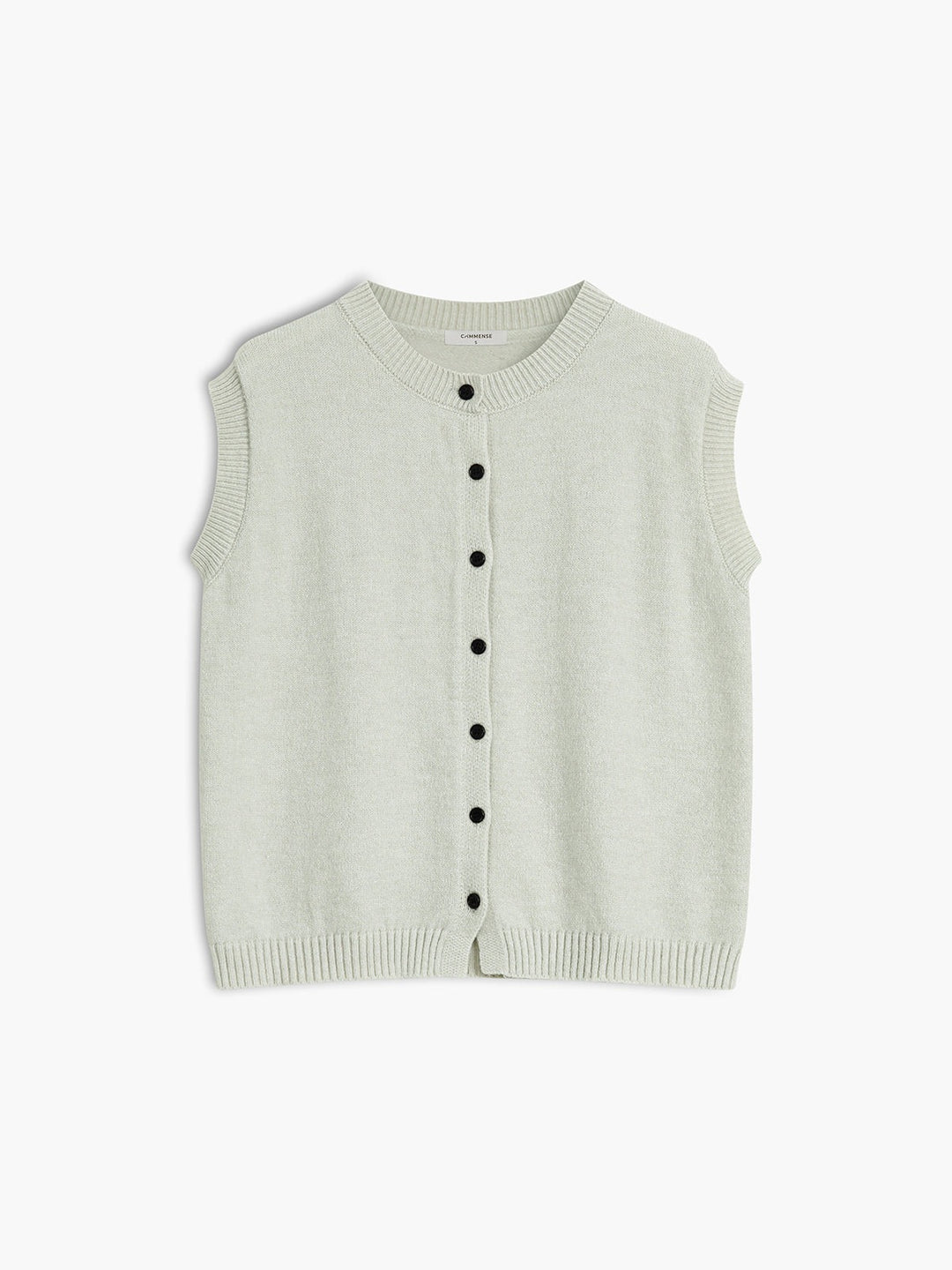 Sweater Vest with Button Front and Ribbed Trim
