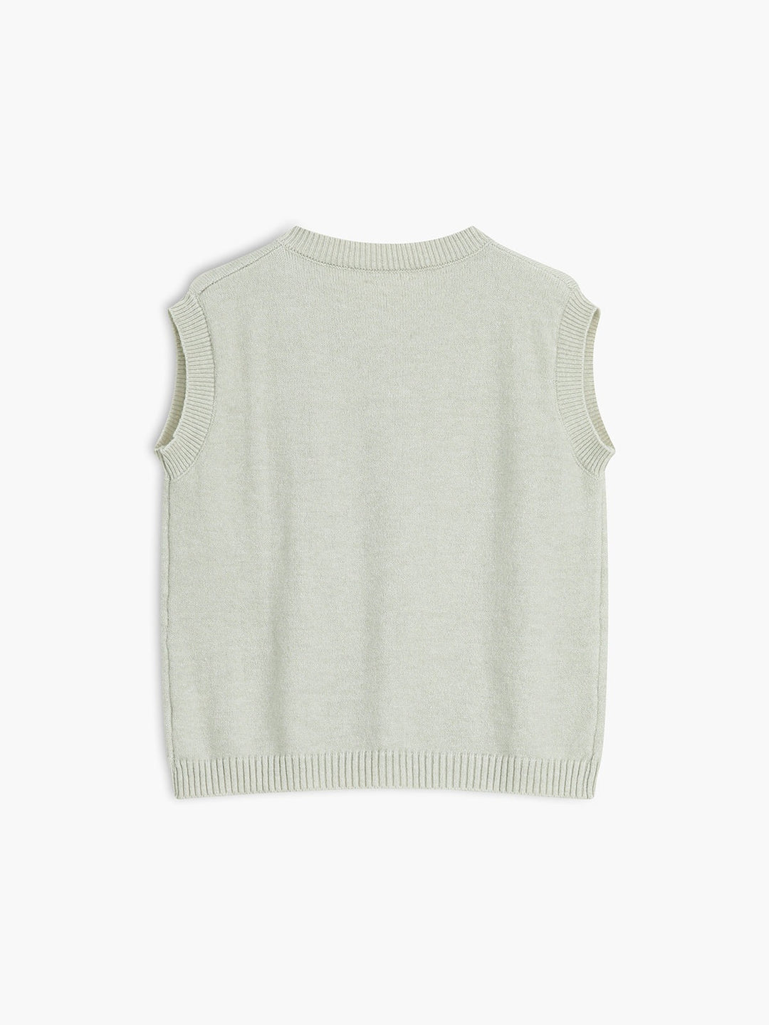 Sweater Vest with Button Front and Ribbed Trim