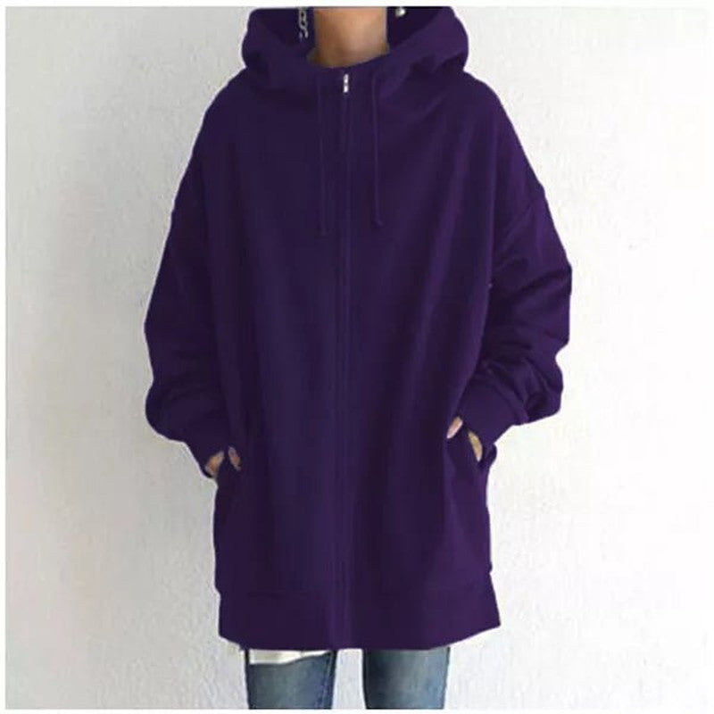 Drawstring Hoodie for Women in dark purple