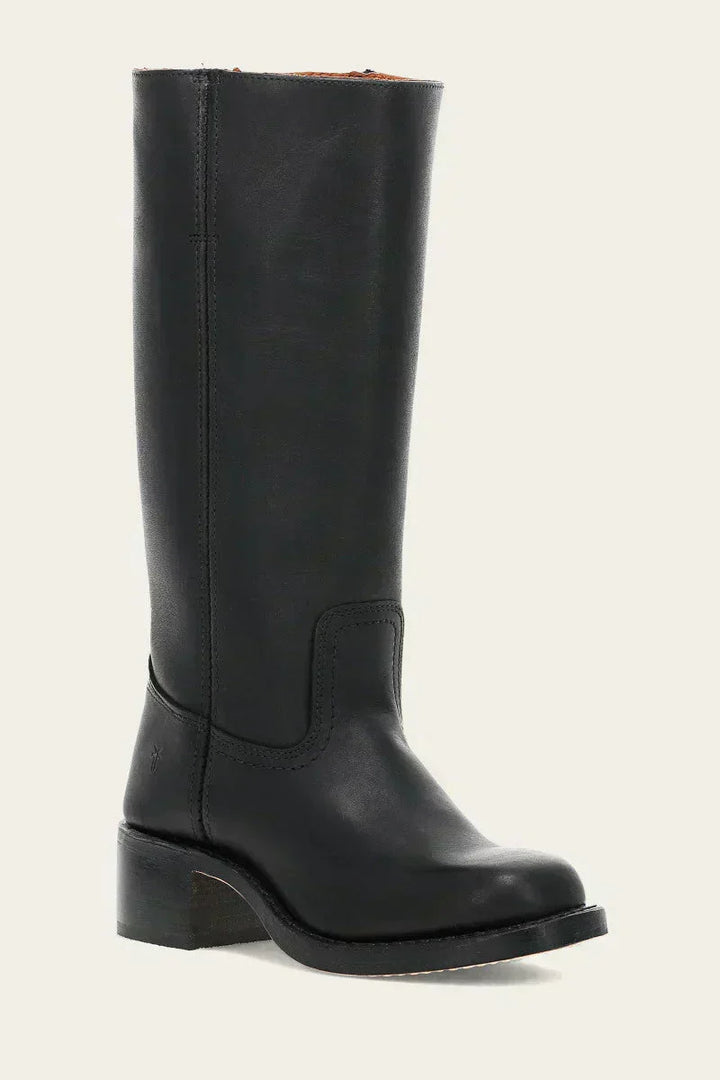 Pull On Leather Knee High Boots — knee high boots for women in brown
