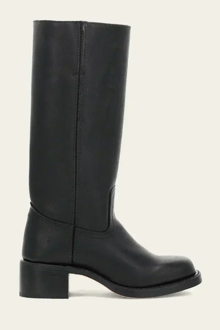 Pull On Leather Knee High Boots — knee high boots for women in khaki