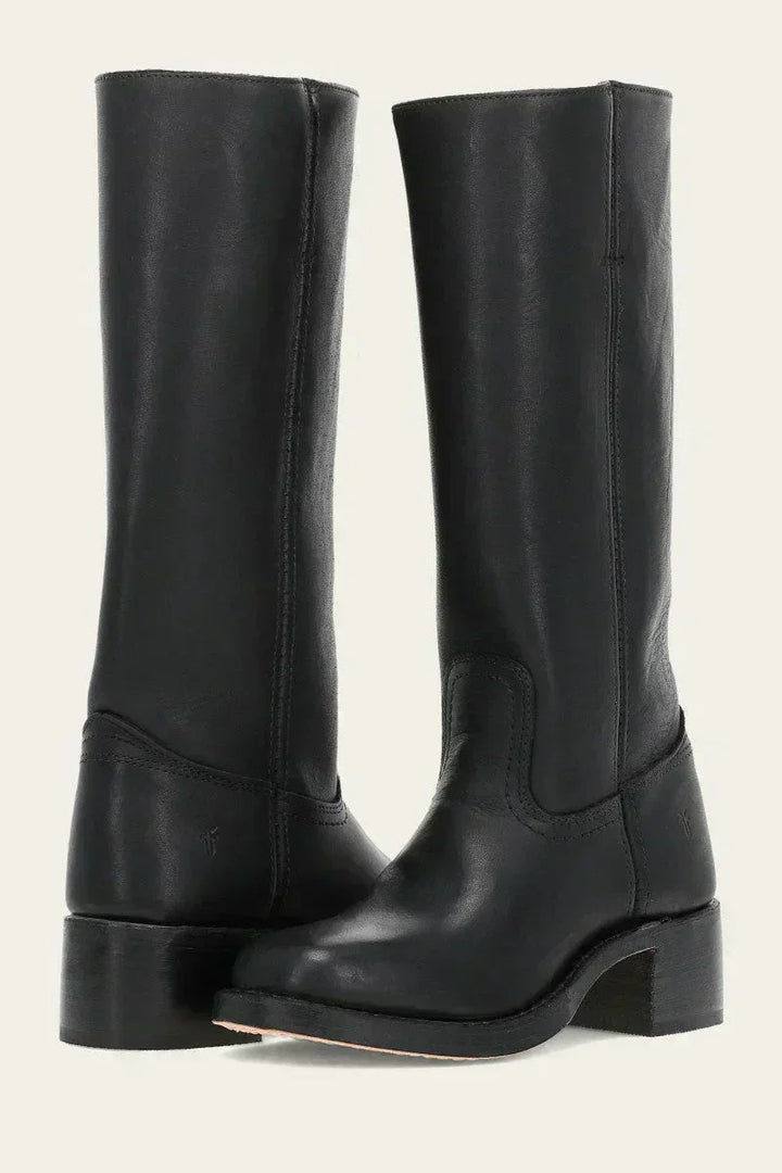 Pull On Leather Knee High Boots — knee high boots for women in black