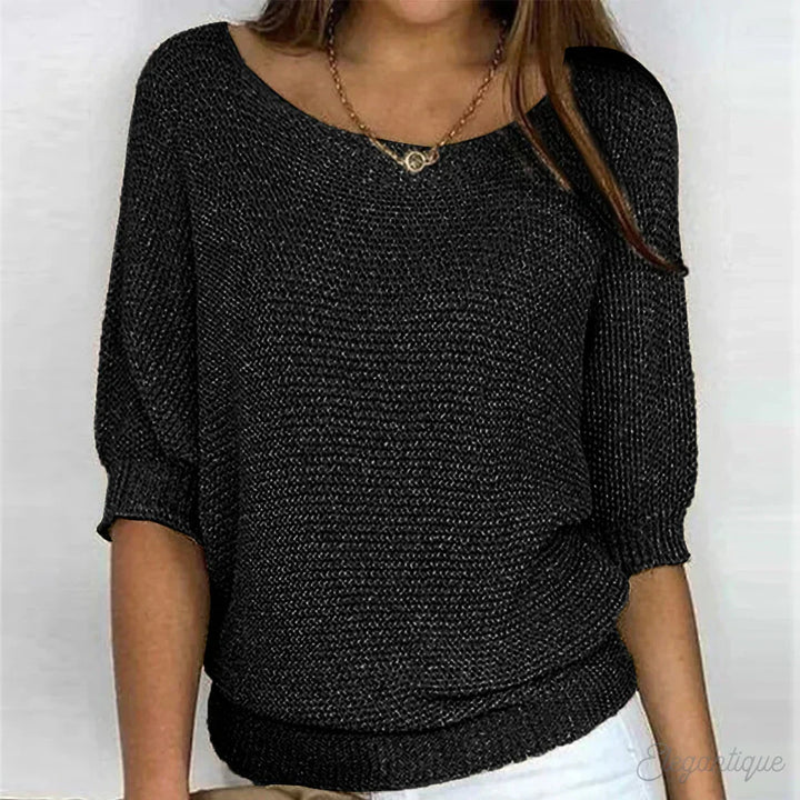 Fabienne Soft V Neck Knit Sweater Wool Blend for Women in Schwarz