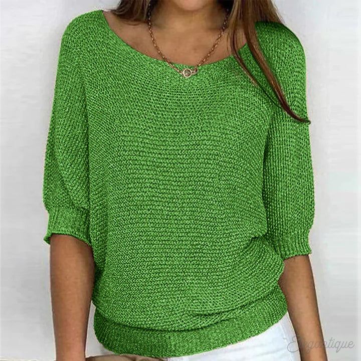 Fabienne Soft V Neck Knit Sweater Wool Blend for Women in Grün