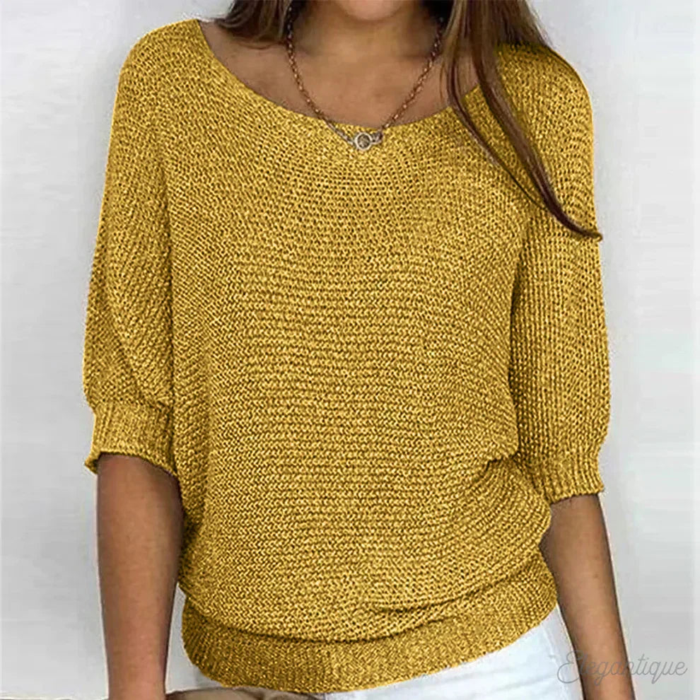 Fabienne Soft V Neck Knit Sweater Wool Blend for Women in Gelb