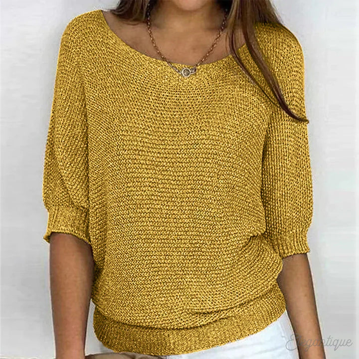 Fabienne Soft V Neck Knit Sweater Wool Blend for Women in Gelb