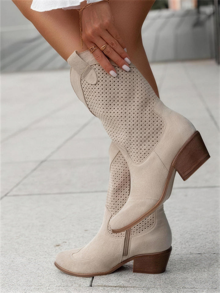 Perforated Western Ankle Boots — ankle boots for women in black