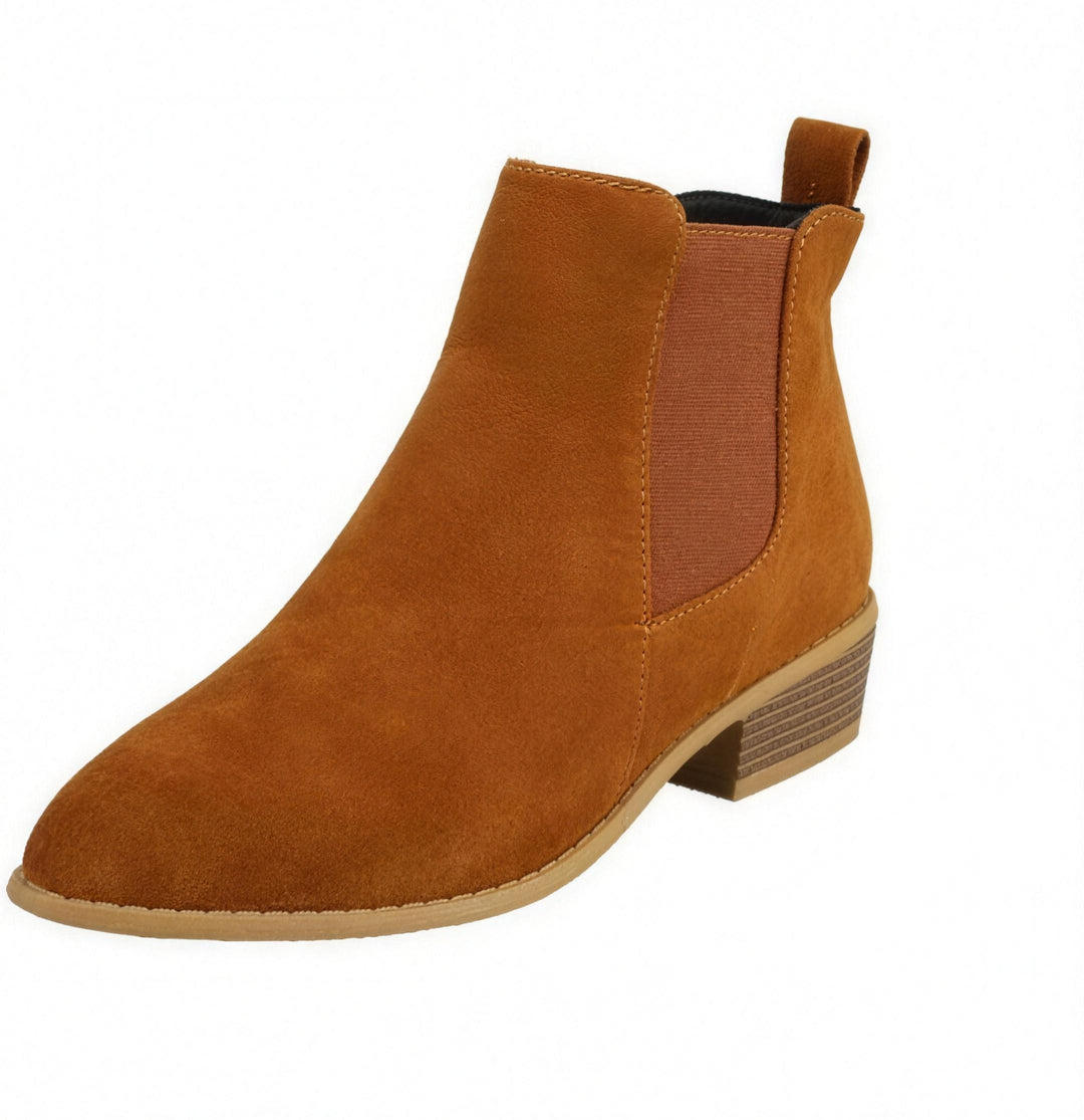 Flat Suede Ankle Boots — ankle boots for women in coffee brown