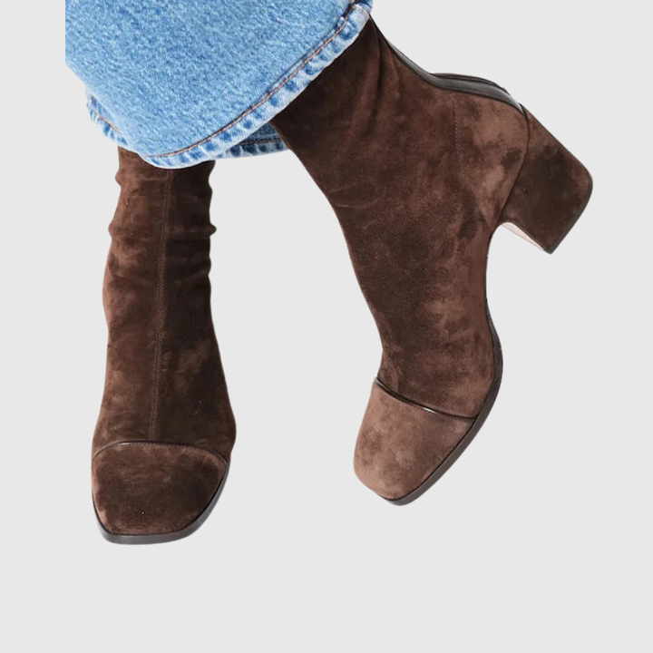 Ysabeau | Square Toe Heeled Ankle Boots for Women - front view