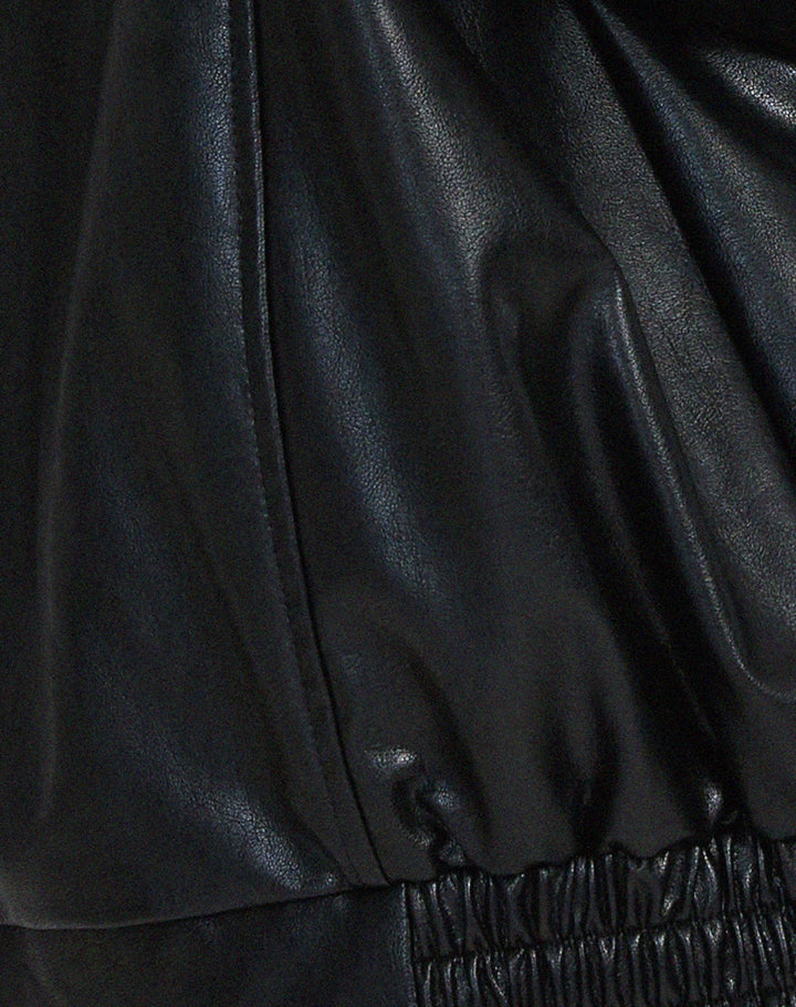 Elasticated Hem Oversized Faux Leather Jacket for women - view 5
