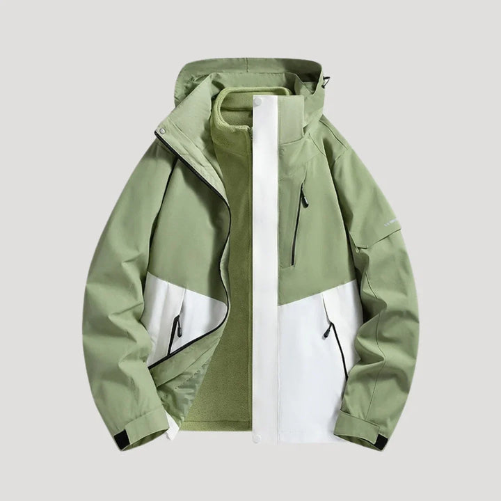 Hooded Waterproof Jacket — women's rain jacket in green