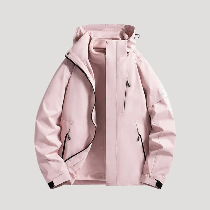 Hooded Waterproof Jacket — women's rain jacket in pink
