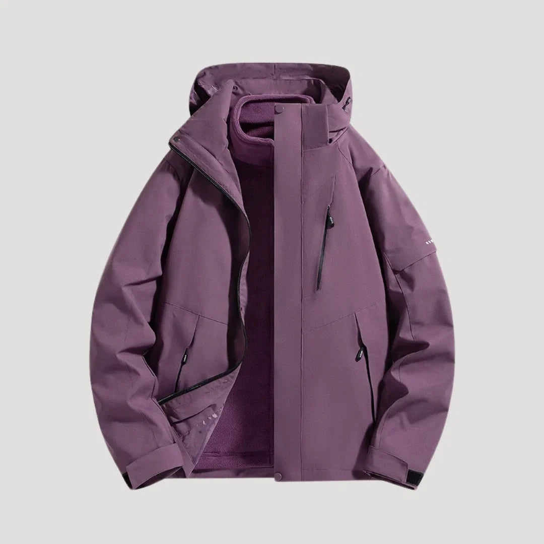 Hooded Waterproof Jacket — women's rain jacket in purple
