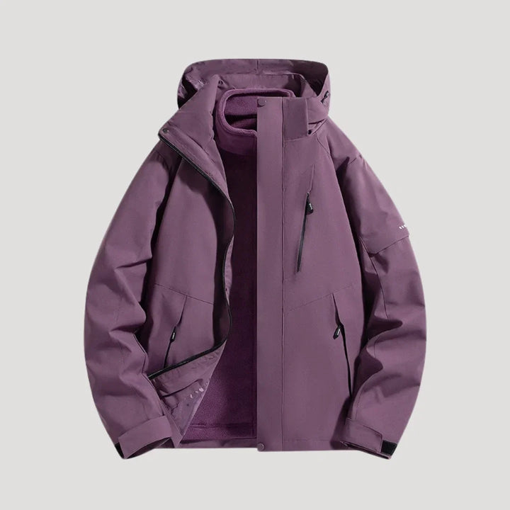 Hooded Waterproof Jacket — women's rain jacket in purple